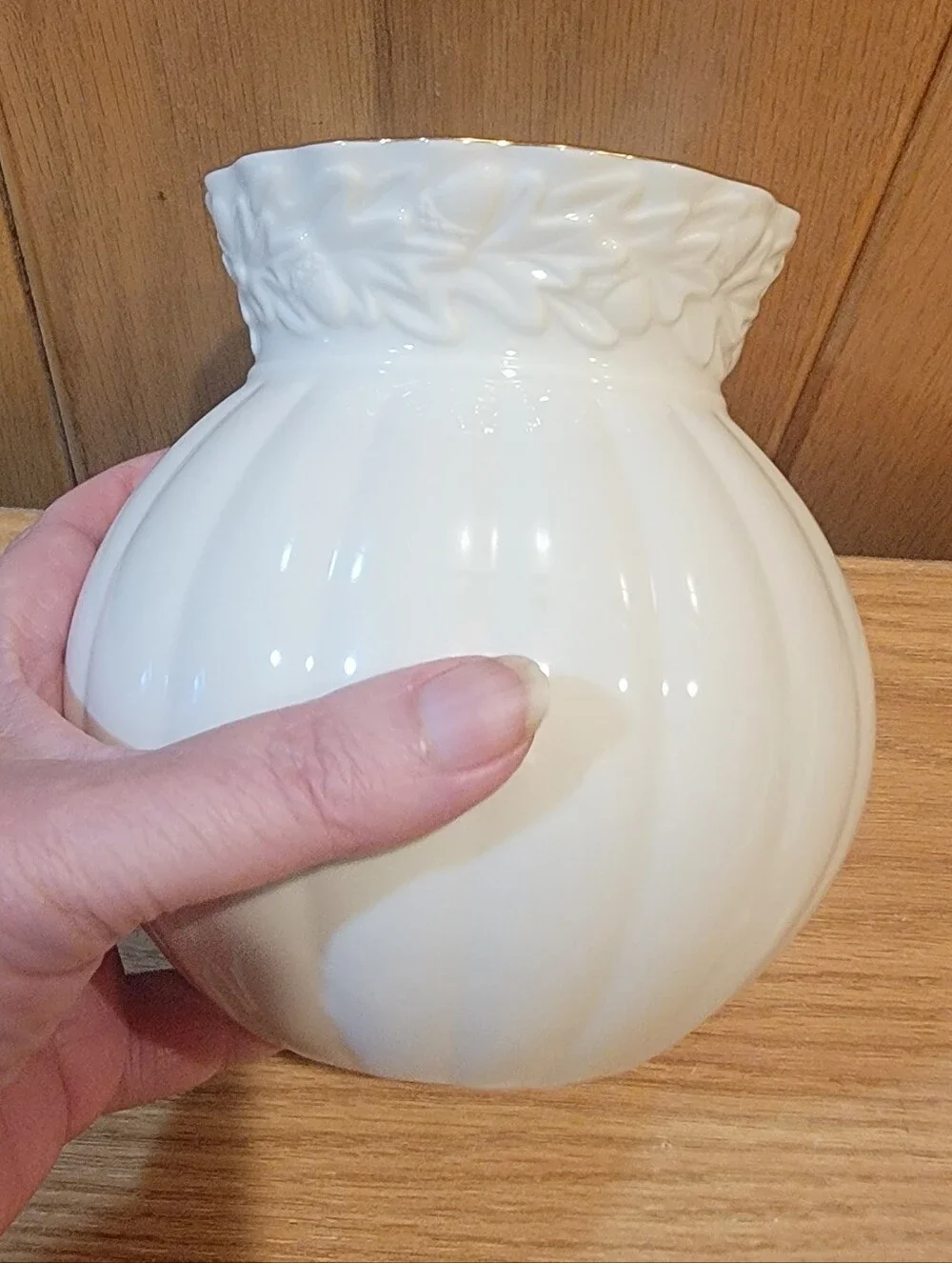 Lenox Vase Gold trim Fall Acorn Oak Leaf 6” autumn decor